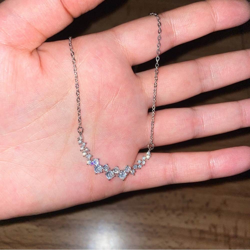 Dainty Thin Silver Cubic Zirconia Necklace